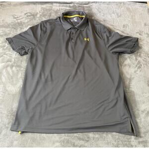 Under Armour Polo Shirt Mens XXL  Gray Loose Heatgear Short Sleeve